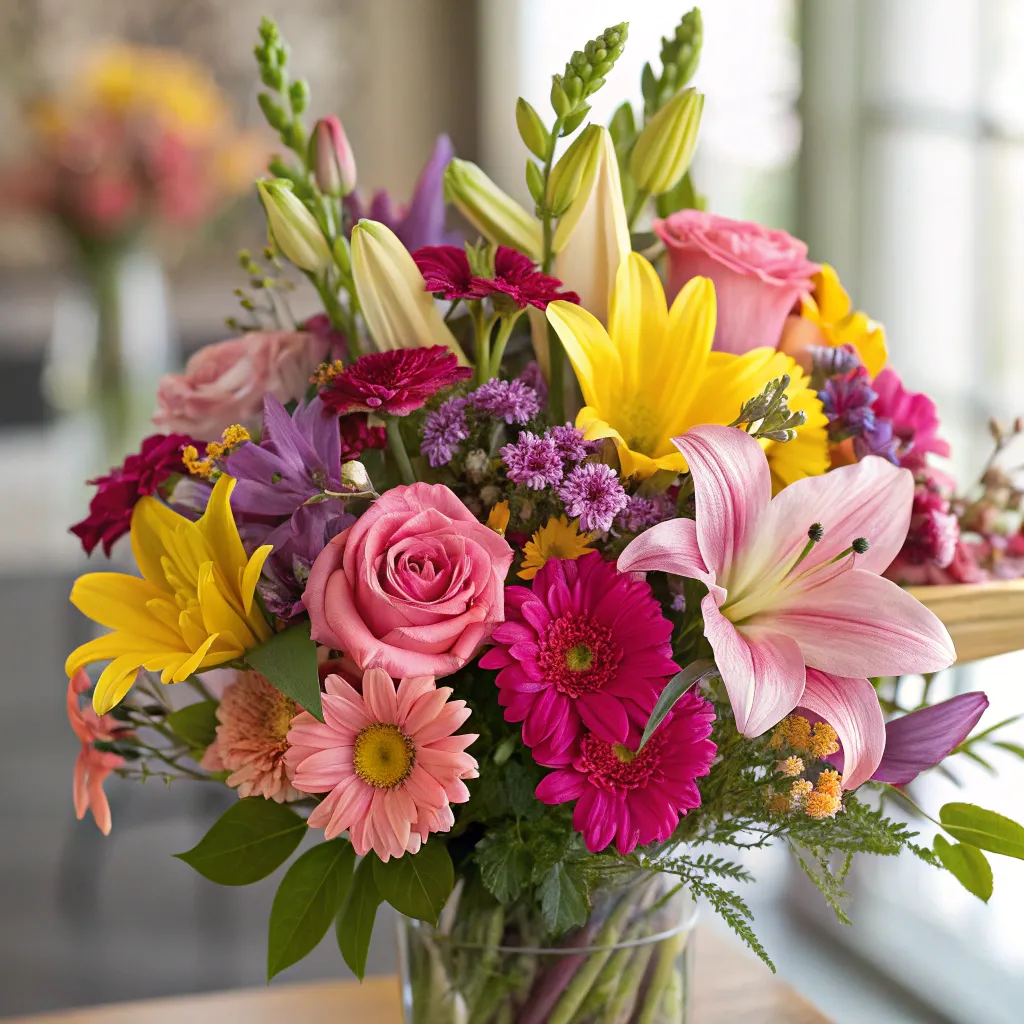 A colorful mixed flower bouquet