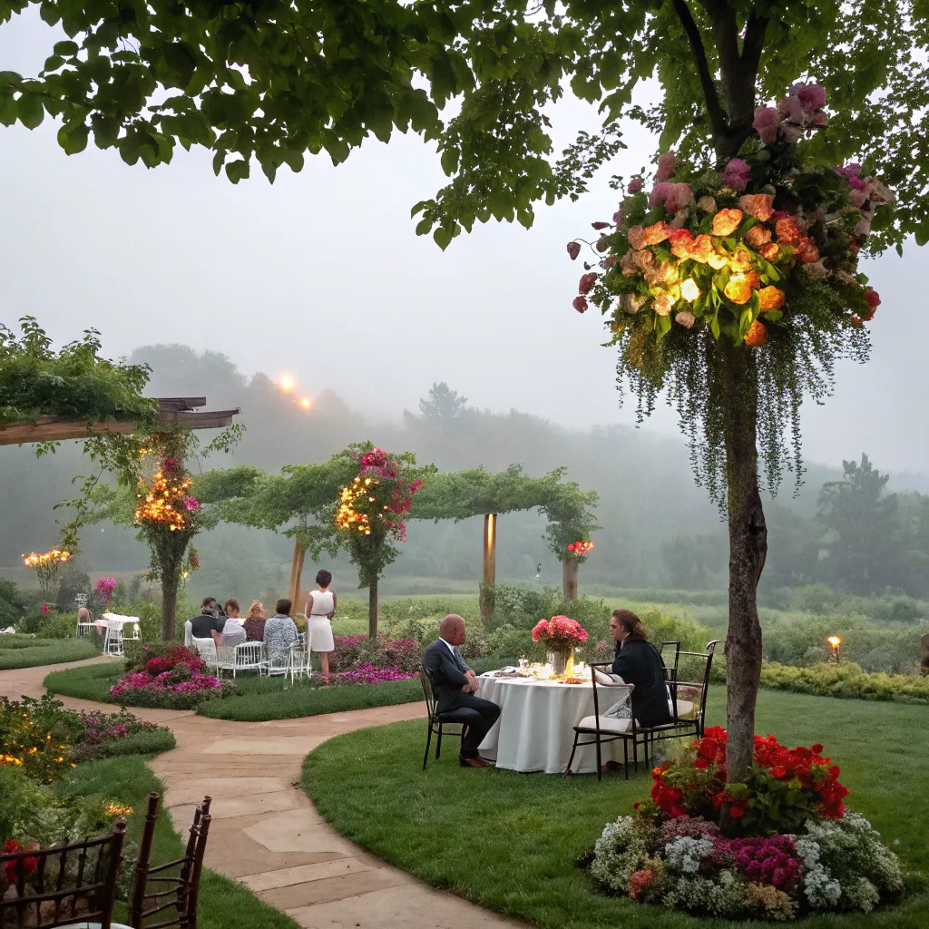 Garden party with floral centerpieces